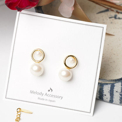 Circle Pearl Pierced Earrings - Melody Accessory