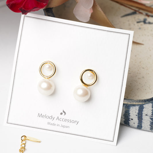 Circle Pearl Pierced Earrings - Melody Accessory