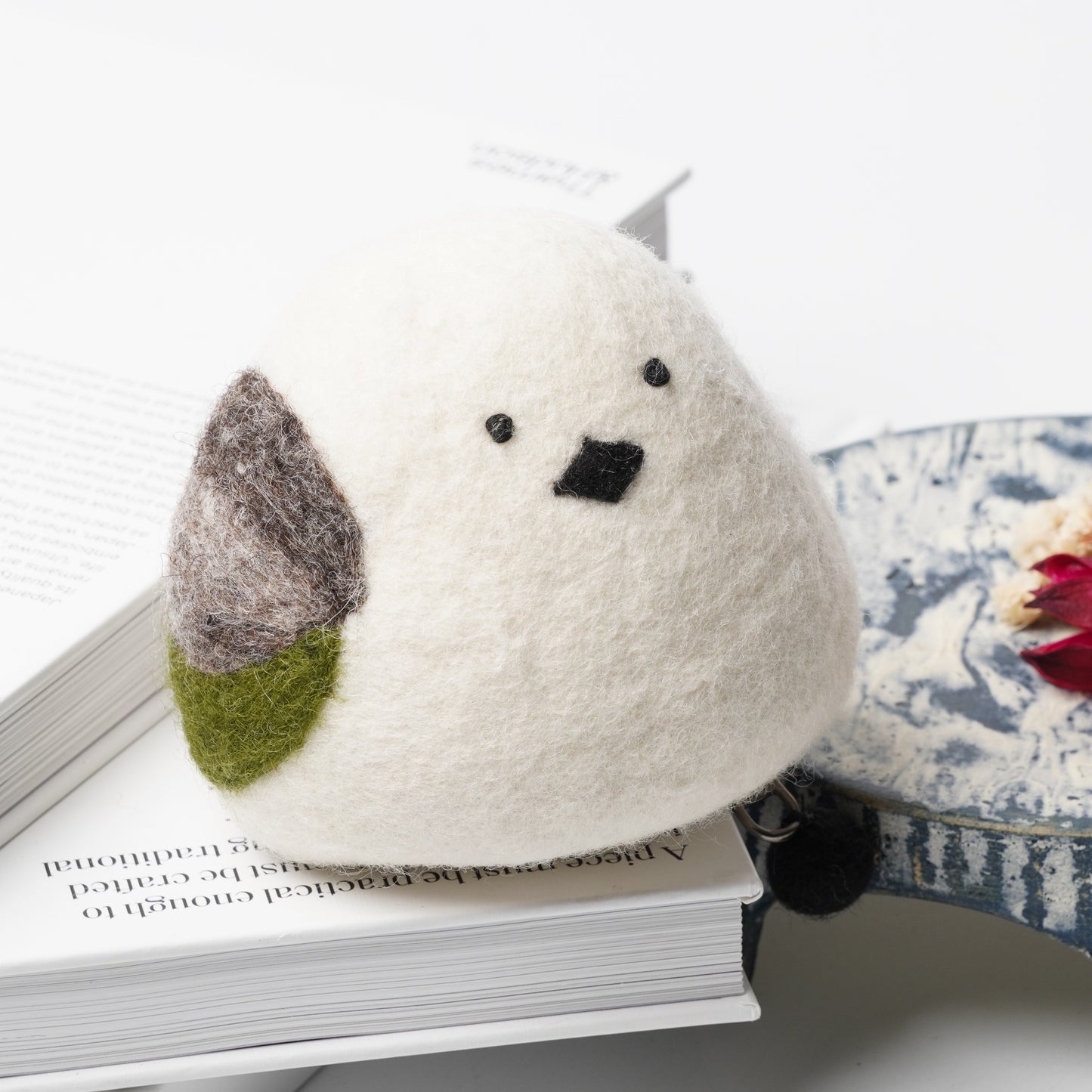 Wool Felt Cat Pouch - Long-Tailed Tit