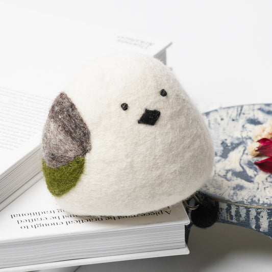 Wool Felt Cat Pouch - Long-Tailed Tit