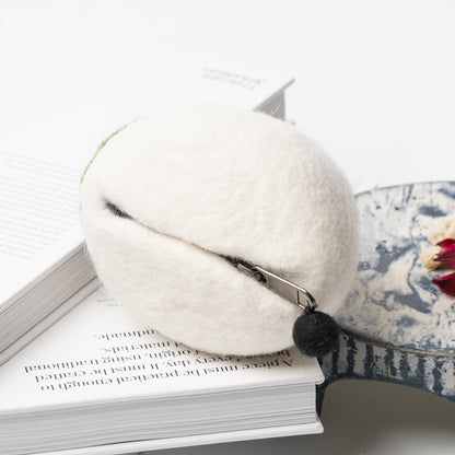 Wool Felt Cat Pouch - Long-Tailed Tit