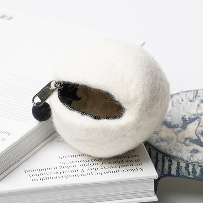 Wool Felt Cat Pouch - Long-Tailed Tit