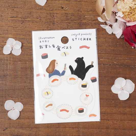 Kawaii Japanese Sticker Pack -Sushi Bear