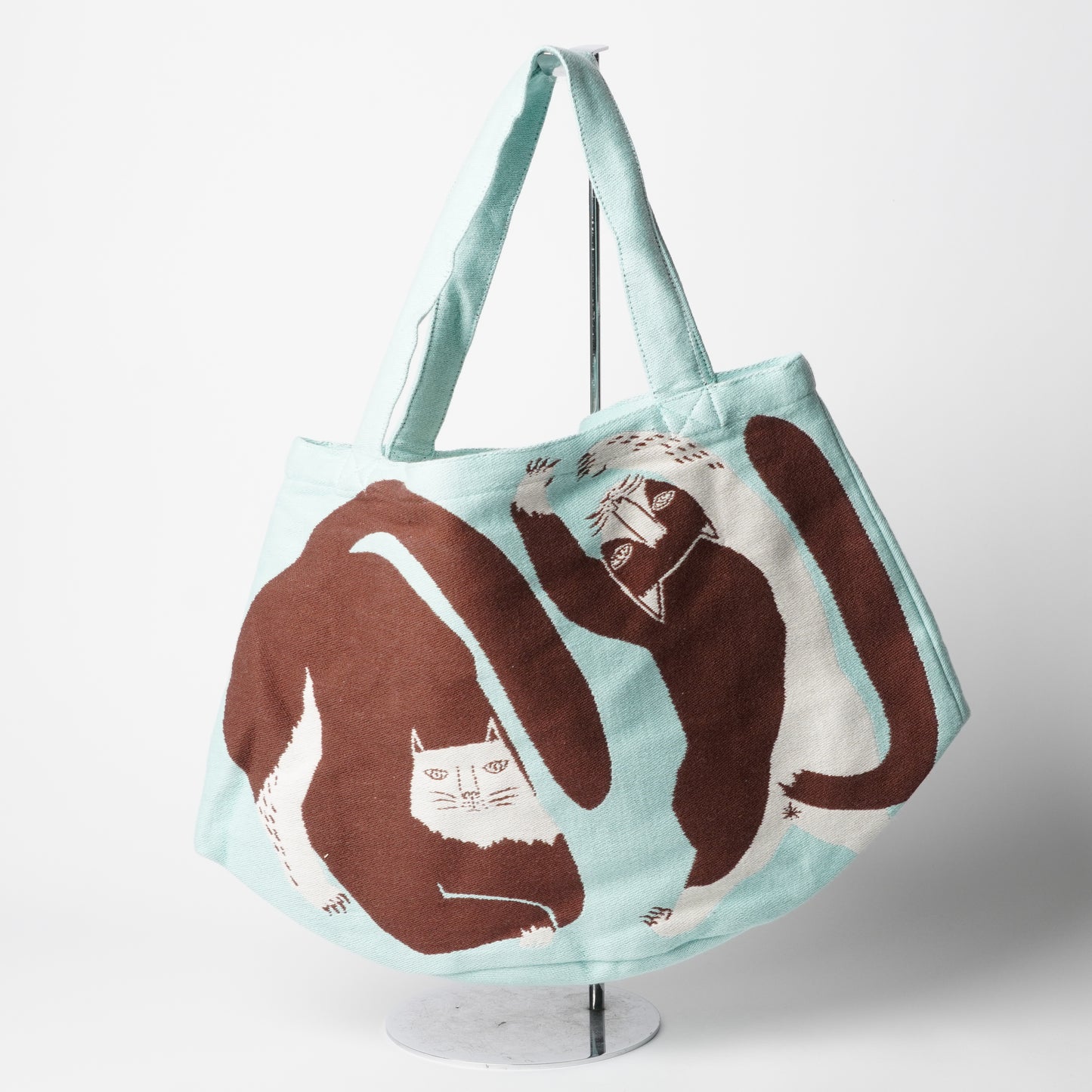 moritaMiW Cat Tote Bag - Large Cotton Tote with Interior Pockets