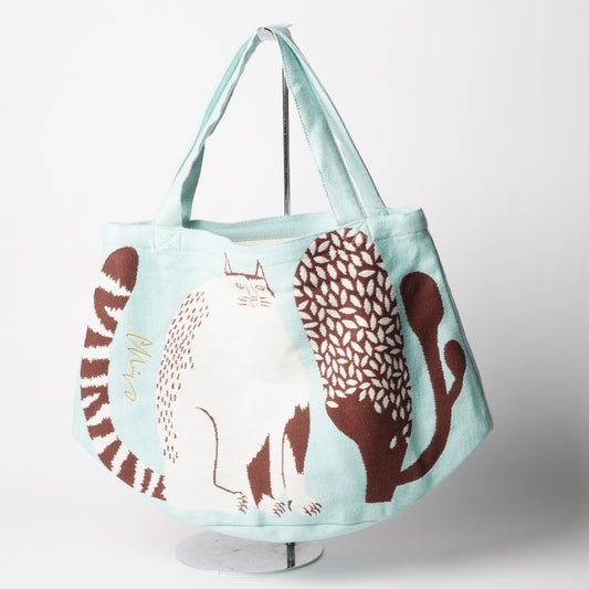 moritaMiW Cat Tote Bag - Large Cotton Tote with Interior Pockets