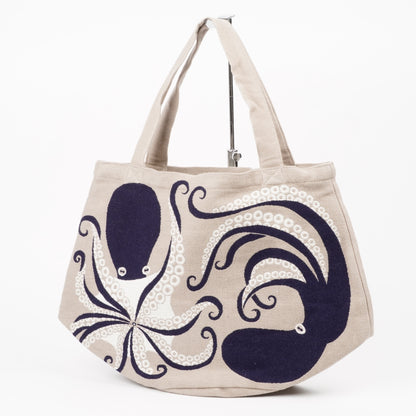 moritaMiW Octopus Tote Bag - Large Cotton Tote with Interior Pockets