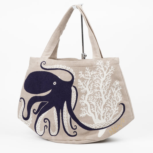 moritaMiW Octopus Tote Bag - Large Cotton Tote with Interior Pockets