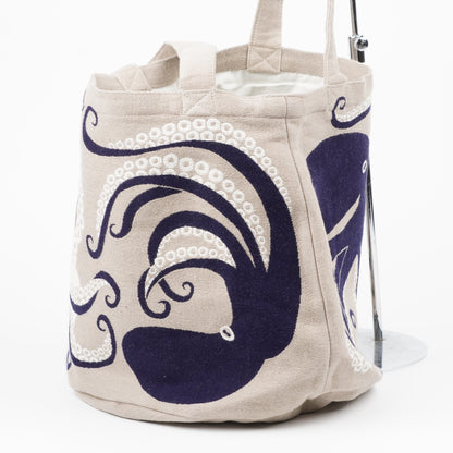 moritaMiW Octopus Tote Bag - Large Cotton Tote with Interior Pockets