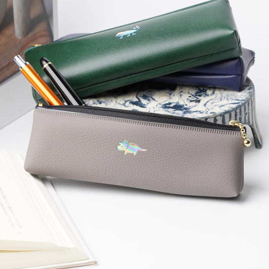 El COMMUN One Point Pen Case - Triceratops Slim Pencil Pouch