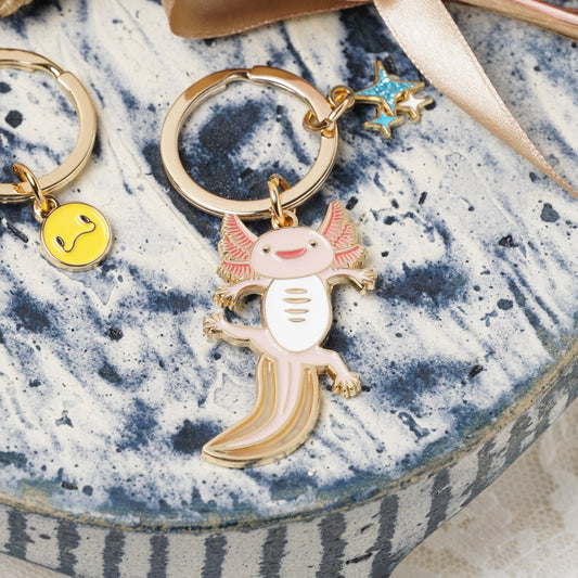 Animal Key Ring with Mini Charm Axolotl