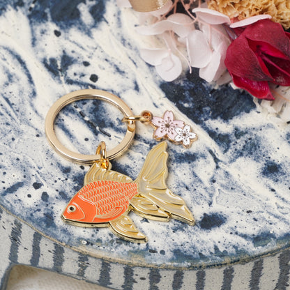 Animal Key Ring with Mini Charm Goldfish