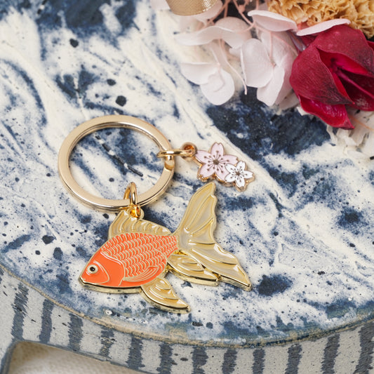 Animal Key Ring with Mini Charm Goldfish