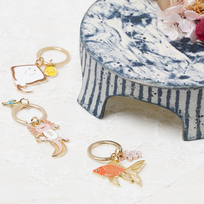 Animal Key Ring with Mini Charm Goldfish