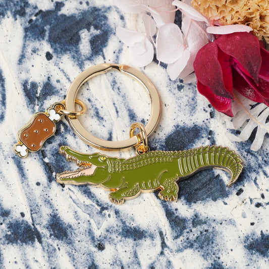 Animal Key Ring with Mini Charm Crocodile