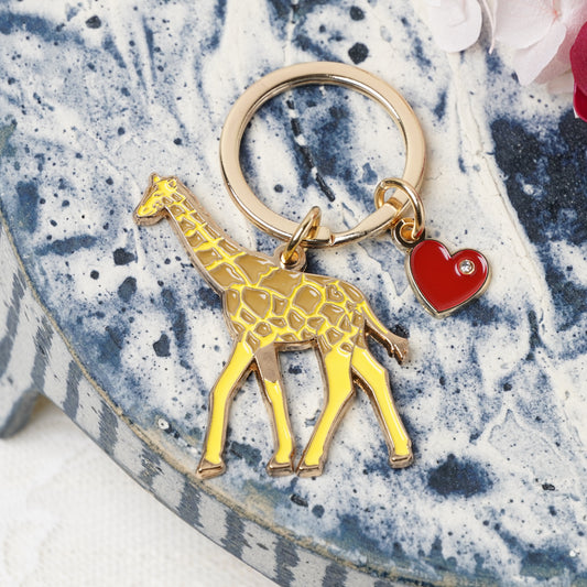Animal Key Ring with Mini Charm Giraffe