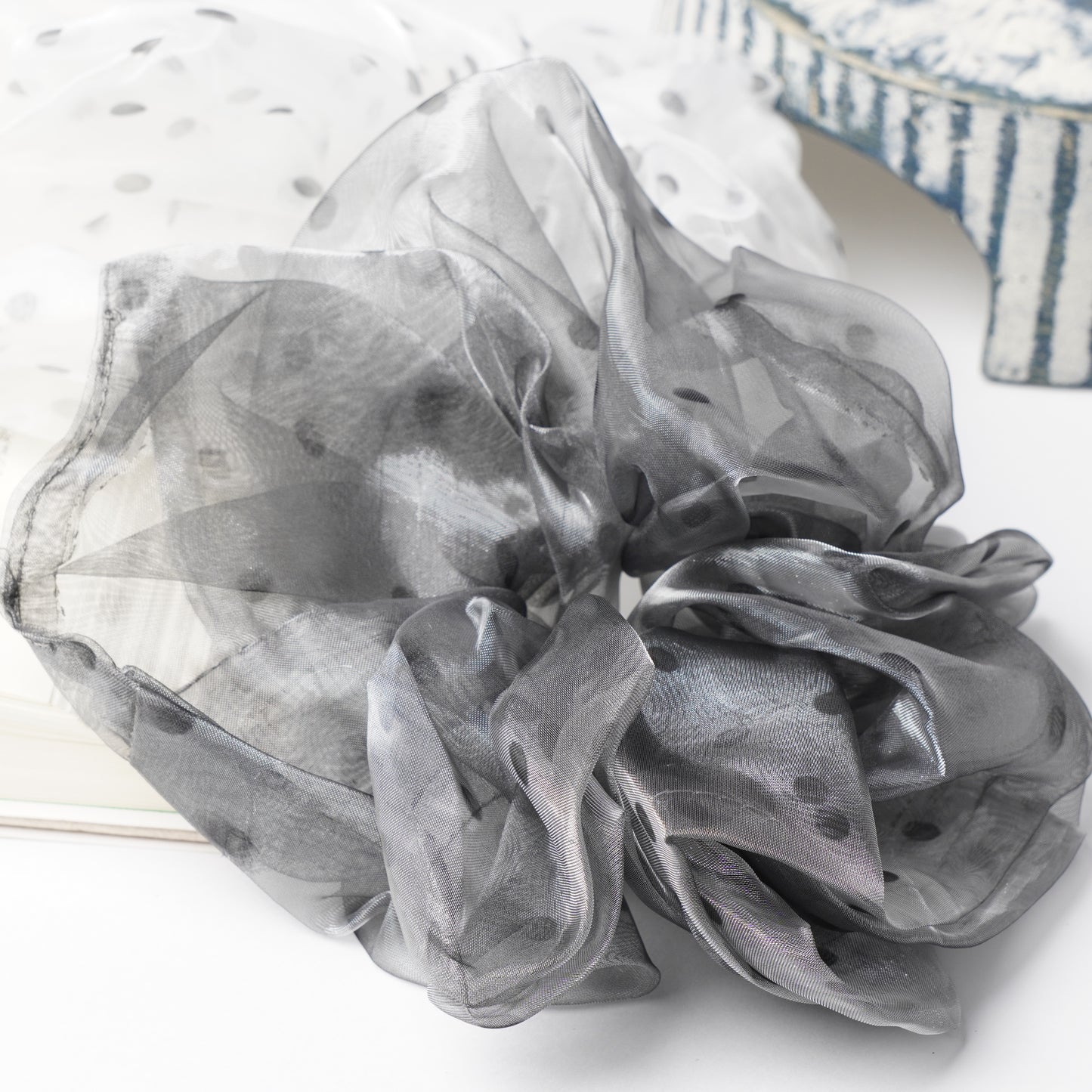 Polka Dot Organza Scrunchie - Sheer Oversized Hair Tie