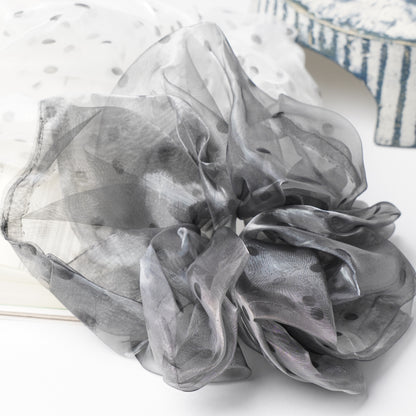 Polka Dot Organza Scrunchie - Sheer Oversized Hair Tie