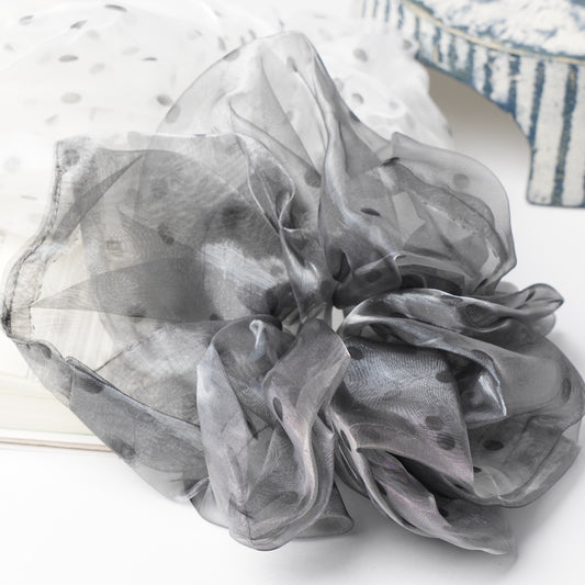 Polka Dot Organza Scrunchie - Sheer Oversized Hair Tie