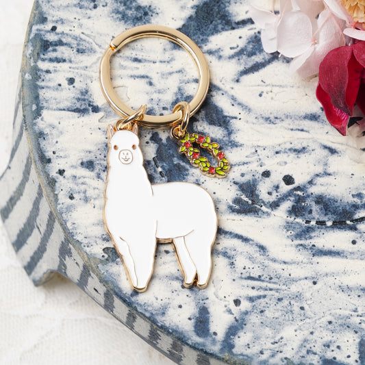 Animal Key Ring with Mini Charm Alpaca