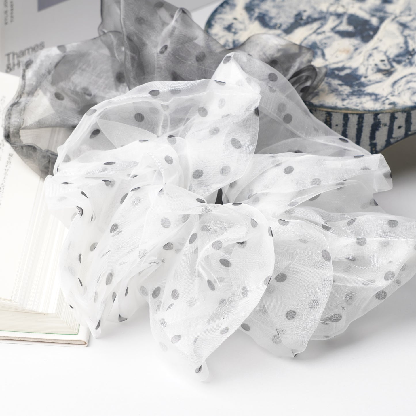 Polka Dot Organza Scrunchie - Sheer Oversized Hair Tie