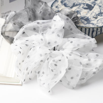 Polka Dot Organza Scrunchie - Sheer Oversized Hair Tie