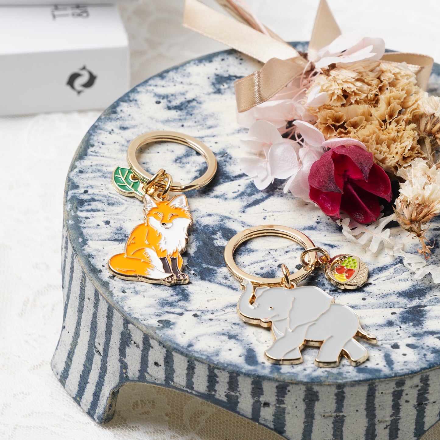 Animal Key Ring with Mini Charm Fox