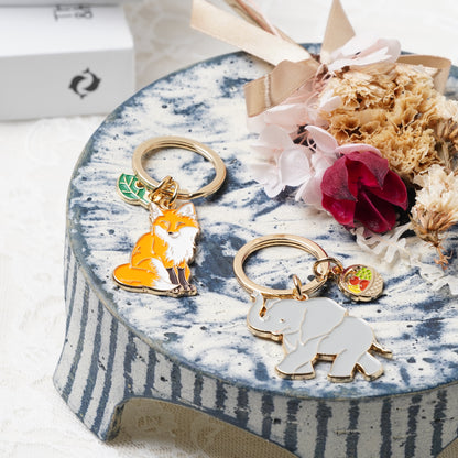 Animal Key Ring with Mini Charm Fox