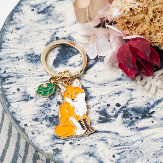 Animal Key Ring with Mini Charm Fox