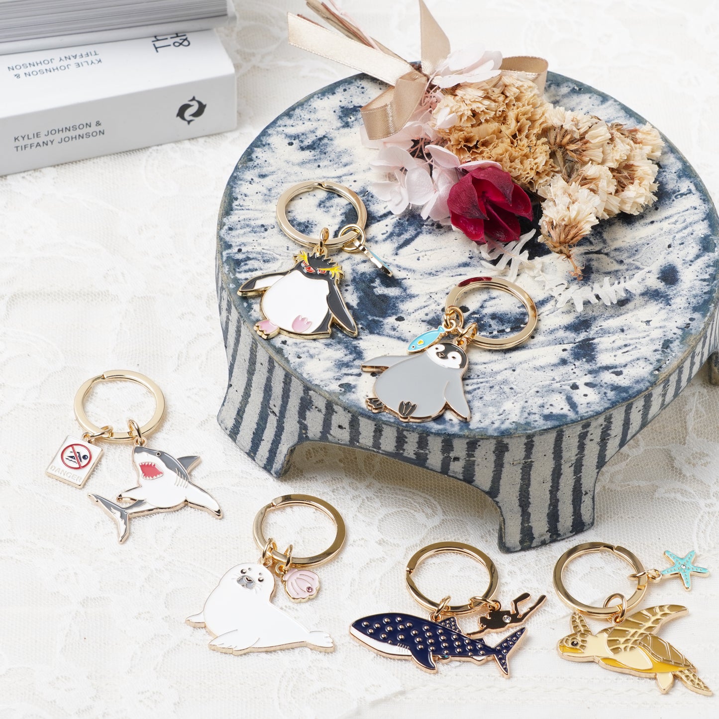 Animal Key Ring with Mini Charm Sea Turtle