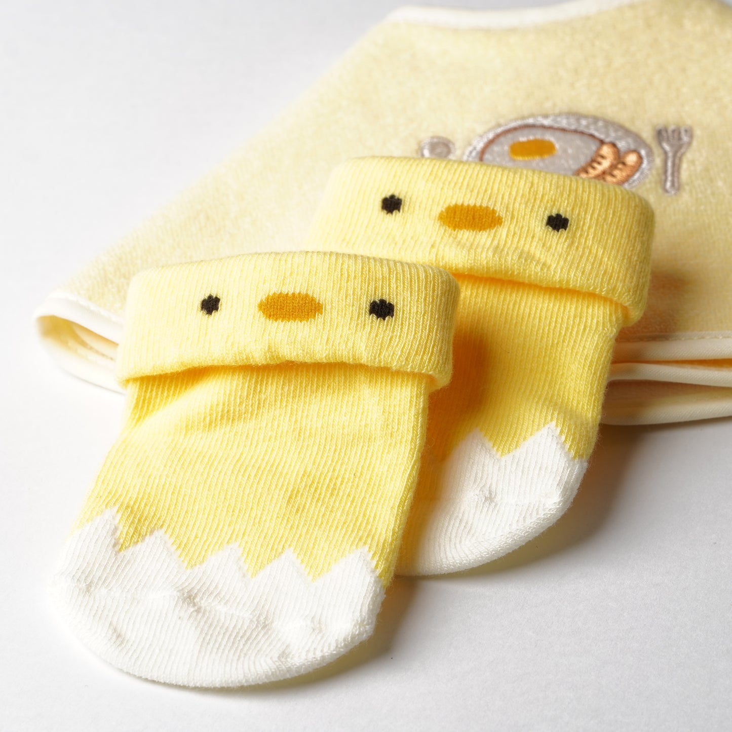 Fried Egg Bib and Chick Socks Set