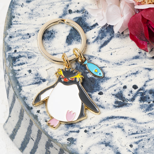 Animal Key Ring with Mini Charm Rockhopper Penguin