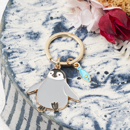 Animal Key Ring with Mini Charm Baby Penguin