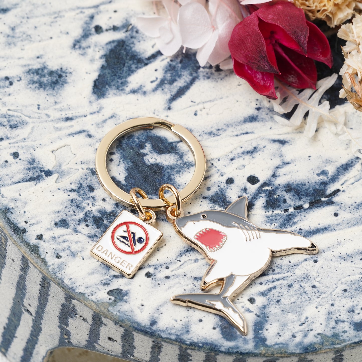Animal Key Ring with Mini Charm shark