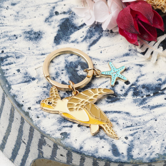 Animal Key Ring with Mini Charm Sea Turtle