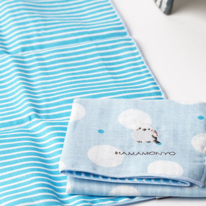 HAMAMONYO Reversible Gauze Handkerchief - Double Polka Dot & Shimaenaga