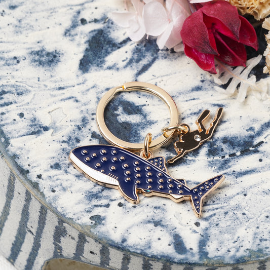 Animal Key Ring with Mini Charm Whale Shark