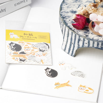 Japanese Washi Flake Stickers - Cat
