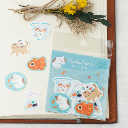 Washi Flake Stickers - Summer Limited Edition Cat and Goldfish