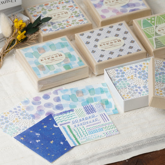 Mini Origami Paper Set Cool Color - 120 Sheets in Gift Box