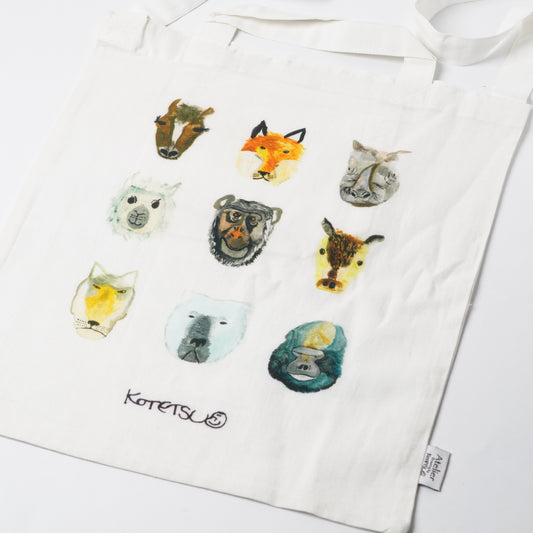 Creer Atelier KOTETSU Cotton Linen Tote Bag - Animal Friends