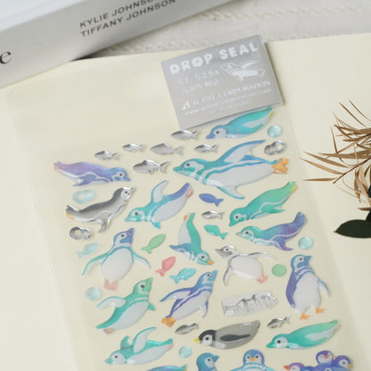 Epoxy Drop Stickers - Summer Penguin Motif