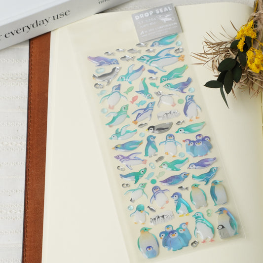 Epoxy Drop Stickers - Summer Penguin Motif
