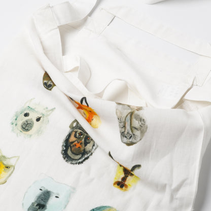 Creer Atelier KOTETSU Cotton Linen Tote Bag - Animal Friends