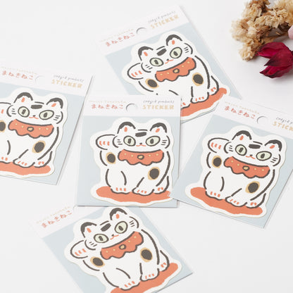 Maneki Neko Waterproof Sticker - Masao Takahata | cozyca products