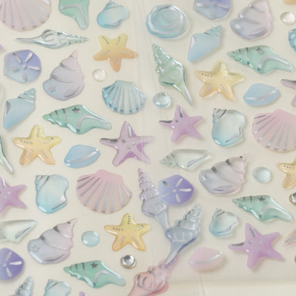 Epoxy Drop Stickers - Summer Shell Motif