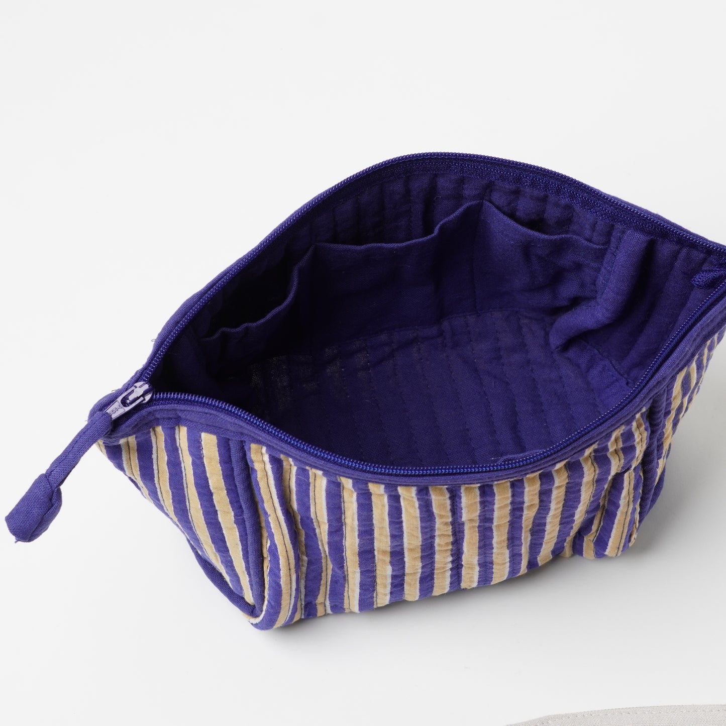 Hand Block Print Stripe Cosmetic Pouch