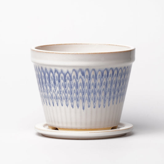 NOTA & Design Peacock Pot Planter with Saucer S White Blue