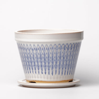 NOTA & Design Peacock Pot Planter with Saucer M White Blue