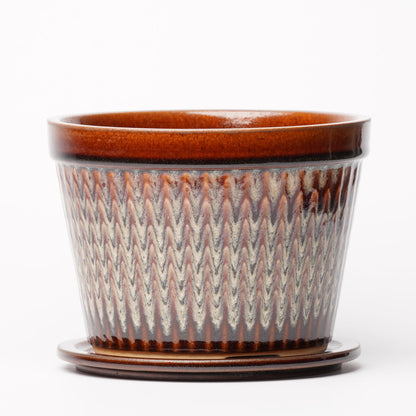 NOTA & Design Peacock Pot Planter with Saucer L Brown