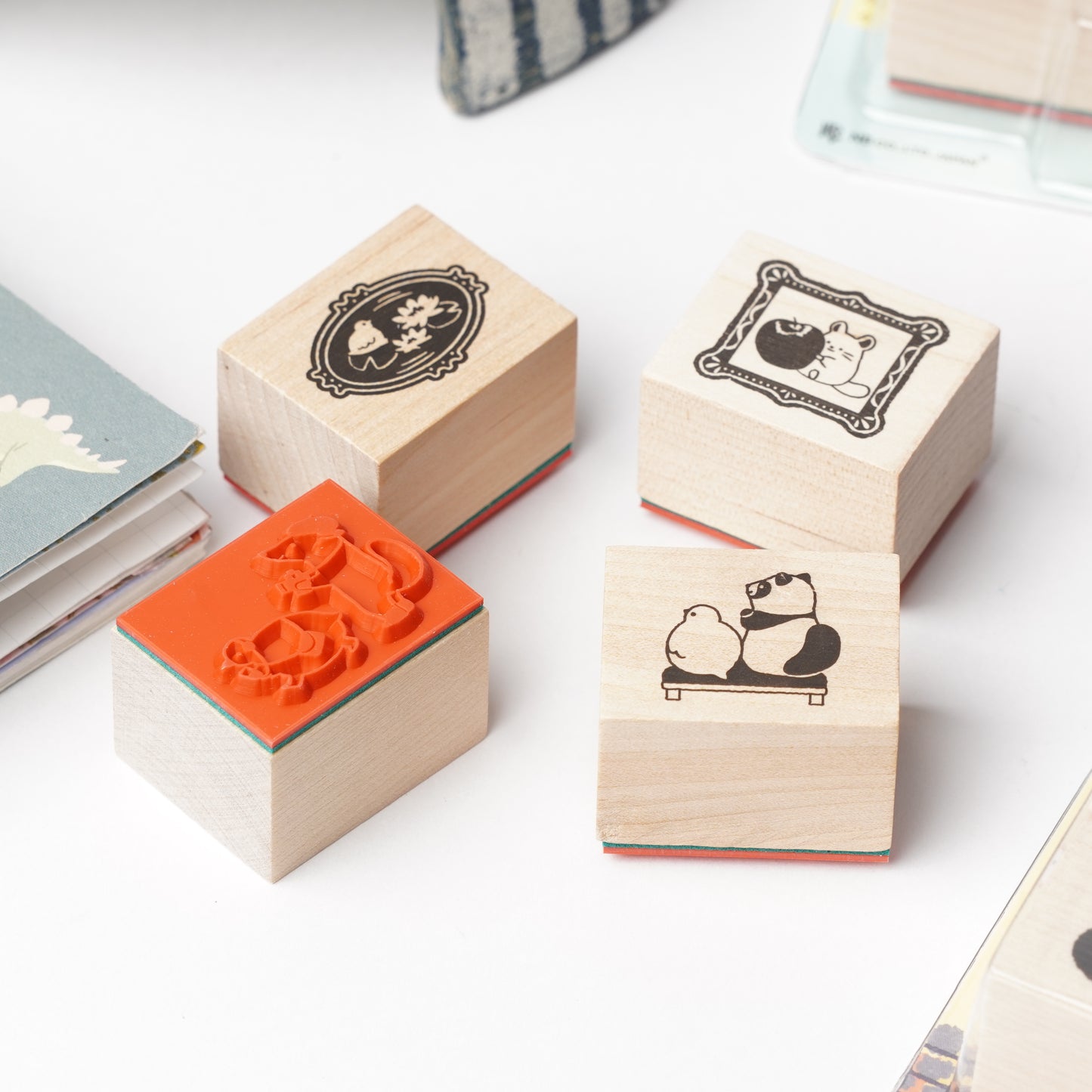 Wooden Stamp Set of 4 - Yamanohacho Neighborhood Animals Museum Visit